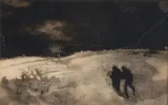 Károly Harmos, Zimný večer, Okolo 1910, Tuš na papieri