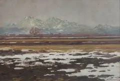 Nándor Katona, Zimné Tatry (Od Spišskej Belej), 1921, Olej na preglejke