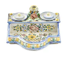 Písacia súprava by Ferdiš Kostka, Okolo 1950, Glazovaná keramika, polychrómia, sold Dec 2018
