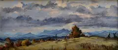 Ľudovít Križan, Pohronská krajina, 1957, Pastel na kartóne