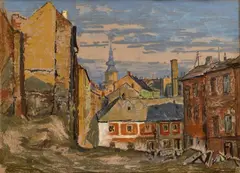 Ľudovít Križan, Pohľad na Bratislavu, 1955, Pastel na papieri
