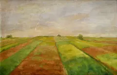 Orest Dubay, Polia, 1956, Olej na kartóne