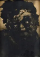 Károly Harmos, Imaginácia (Hlava veterného kráľa), Okolo 1910, Tuš na papieri