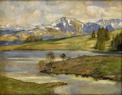 Nándor Katona, Pod Tatrami, Okolo 1910, Olej na plátne, lisovanom na kartóne