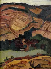Martin Benka, Motív z Tisovníka II. (Usadlosť pod horami), 1923 – 25, Olej na kartóne
