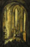 Janko Alexy, Vnútro kostola, 1944, Pastel na papieri