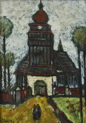 Janko Alexy, Svätý kríž v Paludzi, Okolo 1955, Olej na lepenke