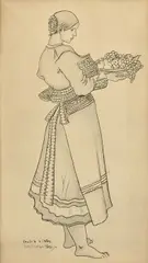 Štúdia z izby by Martin Benka, 1944, Litografia na papieri, sold Dec 2018