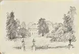 Ľudovít Fulla, Kaštieľ v parku, Okolo 1925, Kresba ceruzou na papieri