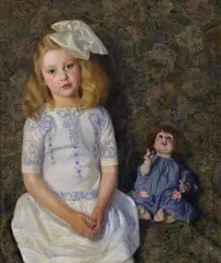 Ivan Žabota, Dievčatko s bábikou, 1918, Olej na plátne