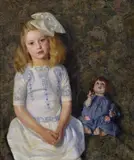 Ivan Žabota, Dievčatko s bábikou, 1918, Olej na plátne
