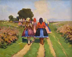 Jozef Teodor Mousson, Cestou do dediny, Okolo 1935, Olej na plátne