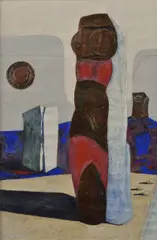 Július Szabó, Torzo, Okolo 1965, Tempera, asambláž plechom na tenkom kartóne