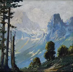 Ladislav Berecz, Tatranské údolie, Okolo 1940, Olej na lepenke