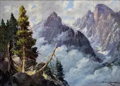 Ladislav Berecz, Tatranské končiare, Okolo 1940, Olej na plátne