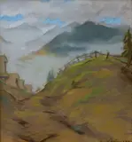 Ľudovít Križan, Hmly v horách, Okolo 1940, Pastel na papieri