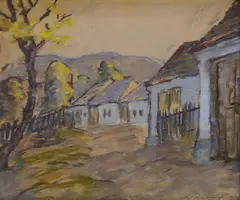 Ľudovít Križan, Ulička vo Veľkej, 1936, Pastel na papieri
