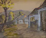 Ľudovít Križan, Ulička vo Veľkej, 1936, Pastel na papieri