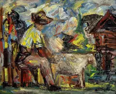 Ctibor Krčmár, Na salaši, Okolo 1960, Olej na sololite