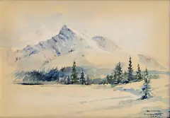 Tibor Bártfay, Pohľad na Kriváň, 1957, Akvarel na papieri