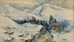 Tibor Bártfay, Zima v horách, Okolo 1945, Akvarel na papieri