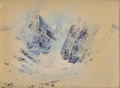 Tibor Bártfay, Motív z Vysokých Tatier, 1957, Akvarel na papieri