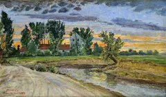 Gustáv Adolf Obendorf, Krajina od Rimavskej Soboty, 1939, Olej na kartóne