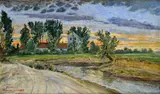 Gustáv Adolf Obendorf, Krajina od Rimavskej Soboty, 1939, Olej na kartóne