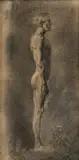 Ladislav Mednyánszky, Stojaci akt starého muža, Okolo 1895, Kresba ceruzou na papieri
