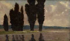 Topole by Nándor Katona, Okolo 1910, Olej na preglejke, sold Oct 2018