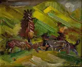 Peter Arnold Weisz-kubínčan, Kone, 1943, Olej na kartóne