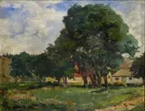 Gustáv Mallý, Na okraji dediny, Okolo 1912, Olej na plátne, dublované kartóne