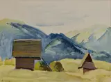 Miloš Alexander Bazovský, Senníky (Gombášske lúky), 1946, Akvarel na papieri