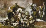 Nešťastie by Vincent Hložník, 1945, Olej na papieri, sold Oct 2018