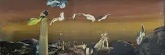 Tibor Bártfay, Antická krajina, 1973, Koláž na kartóne