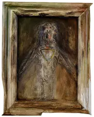 Ilavský Svätozár, Výkrik (Dobrú noc v Quinta del Sordo Goya!), 1996, Asambláž, akryl na dreve