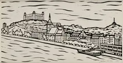 Július Koller, Pohľad na Bratislavu, 1969, Linoleorez na papieri