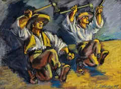 Jozef Fedora, Tancujúci zbojníci, 1941, Pastel na kartóne