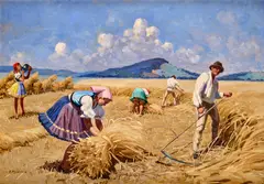 Vilam Euzéb Mousson, Žatva, Okolo 1950, Olej na kartóne