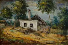 Ľudovít Varga, Zhorenisko, 1942, Olej na plátne