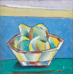 Rudolf Moško, Zelené jablká, 2015, Olej na sololite