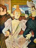 František Zvarík, La Goullue s dvoma ženami vstupuje do Moulin Rouge (podľa Toulouse - Lautreca), 1986, Olej na plátne