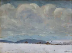 Nándor Katona, Usadlosť v zime, Okolo 1910, Olej na kartóne