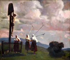 Palugyay Zolo, Hrabačky pod pietou, Okolo 1926 - 28, Olej na plátne
