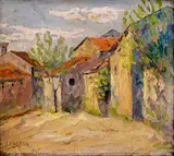 Lederer David Jandi, Na periférií, Okolo 1930, Olej na plátne