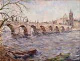 Karel Benedík, Pohľad na Karlov most, 1956, Olej na plátne