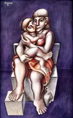 Milan Chovanec, Matka a dieťa, 1976, Olej na plátne
