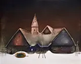 Vladimír Kompánek, Vianočný čas, 1988, Olej na sololite