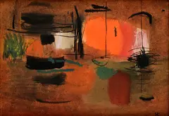 Viera Kraicová, Kompozícia, Okolo 1965 - 68, Pastel, kombinácia techník na kartóne.
