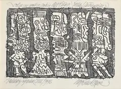 Miroslav Cipár, Voľne na motívy poézie, 1976, Linoleorez na papieri. E.A.